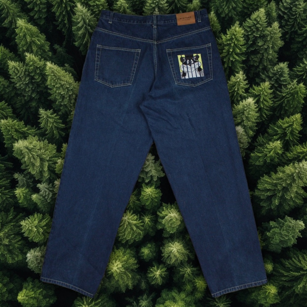 VINTAGE 90S HISTORY ICEBERG EMBROIDERED RACCOON JEANS